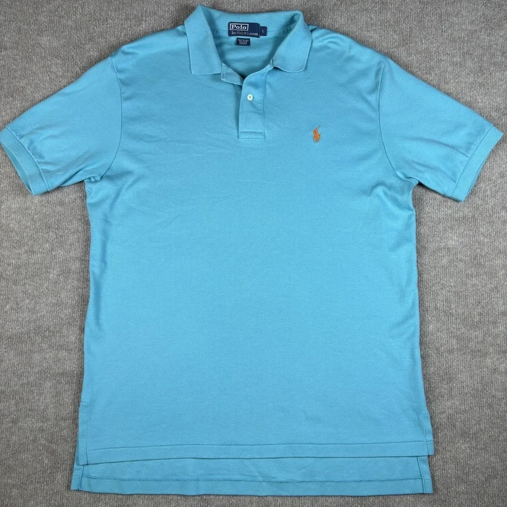 Polo Ralph Lauren Polo Shirt Mens Large Blue 100% Cotton Short Sleeve Pony